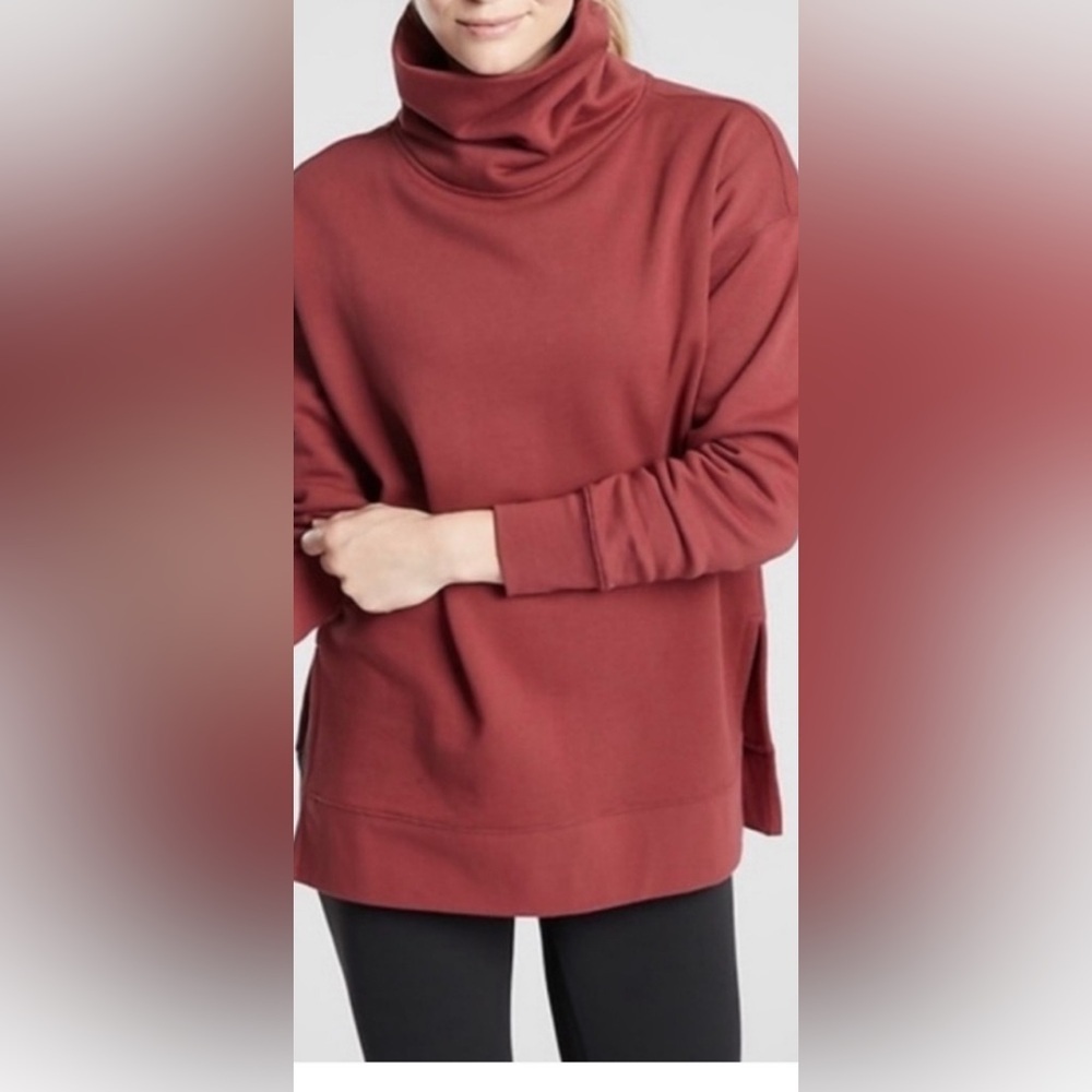 ATHLETA Maple Red 24/7 Funnel Neck Sweatshirt Warm Pullover Sweatshirt Small